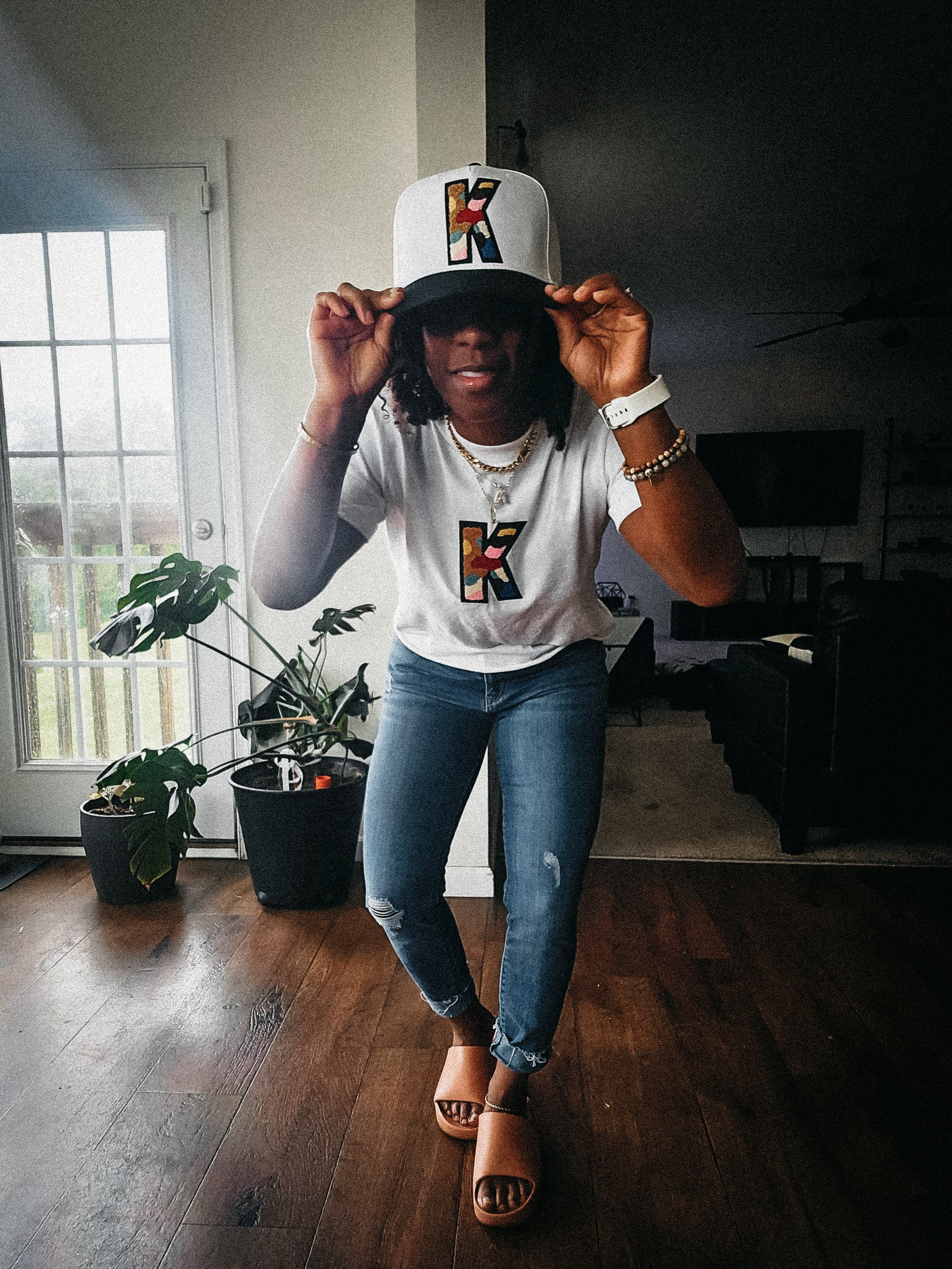 Chenille K Raw Edge Tee