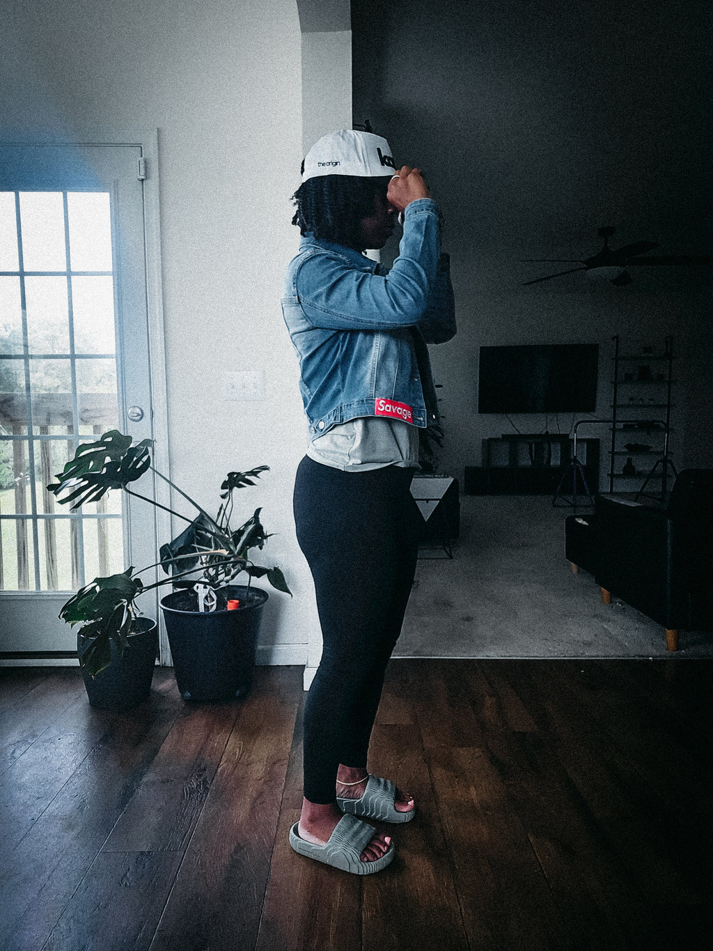 "Savage" Patch Cropped Denim Jacket